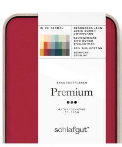 Premium Schlafgut Spannbettlaken 100x220cm fürComfortliebhaber im Master bedroom mitBiobaaumwolle und Deep Red