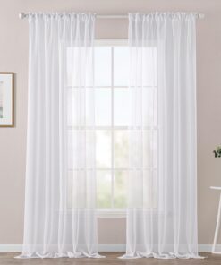 MIULEE Transparenter Vorhang Set für Wohnzimmer und Schlafzimmer - Luftig und Dekofähig 140x225cm Weiß