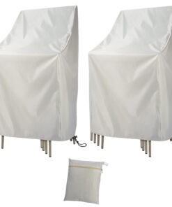 Gartenstühle Abdeckung – Wasserdicht, Winddicht & UV-beständig Schutzhaube für Stapelstühle & Hochlehner (2 Stück, Beige