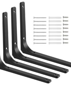 Knpwer 4 Stk Schwarze Heavy Duty Regalhalterungen, Industrielle Multifunktionale Metallwinkel 90 Grad (20x25cm), Helpe I