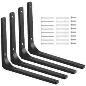 Knpwer 4 Stk Schwarze Heavy Duty Regalhalterungen, Industrielle Multifunktionale Metallwinkel 90 Grad (20x25cm), Helpe I