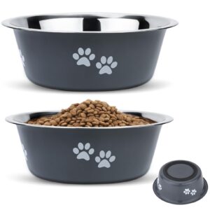 PETTOM Edelstahl Fressnapf Hund (1560 ML), Rutschfest Silikonboden, Trinknapf für Hunde, Grau, M - 21 cm