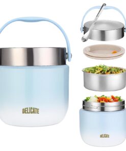 Thermobehälter für Essen 1200ml Edelstahl Warmhaltebehälter Kinder Lunchbox Isolierter Lebensmittelbehälter (Blau) War