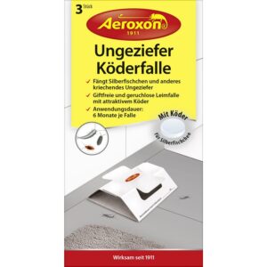 AER Aeroxon – Klebefallen zur Bekämpfung von Silberfischen und Kakerlaken – ungiftig und geruchsneutral – 3 Stück – leis