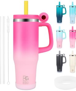 BOGI 40oz Thermobecher mit Strohhalm und Henkel | To Go Kaffeebecher Edelstahl Isolierung | Reise Becher mit Deckel und