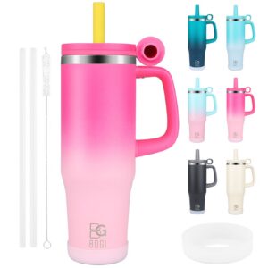BOGI 40oz Thermobecher mit Strohhalm und Henkel | To Go Kaffeebecher Edelstahl Isolierung | Reise Becher mit Deckel und