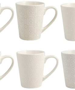H+H Silhouette Keramik Tassen- & Teller-Set weiß Elfenbein 6er Set