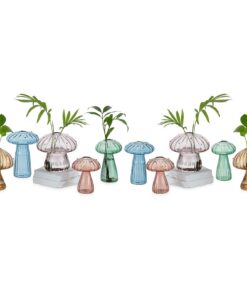 Glasseam Pilz-Anzuchtvasen: Farbige mundgeblasene Glas-Hydrokultur für Pothos-Stecklinge & Heimdekoration