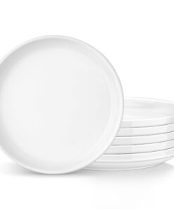LOVECASA 6-teiliges Porzellan Speiseteller-Set, 26,6cm Rund Weiß – Ideal für Frühstück, Lunch, Dinner – Spülmaschinenfes