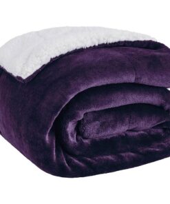 Warme Gewichtsdecke für Erwachsene, Sherpa-Fleece-Überwurfdecke, Ideal für Winter(KK Dark Purple, 180 x 200 cm) Flausc