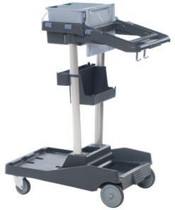 Vileda Reinigungswagen VoleoPro Standard flexibel Platzsparend und kompakt mit 2 Eimern und Müllsackhalter mit Deckel 1