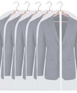5 Stück Kleidersack, Atmungsaktiver Stoff Kleidersäcke, für Röcke und Anzüge mit Reißverschluss, 60 * 100cm,Transparent,