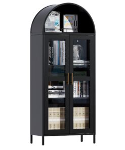 Metall Vitrine Sideboard Küchenschrank 185x80x40 cm Glas Vitrine Standschrank Schlafzimmer 185x80x40 cm Küchenschran
