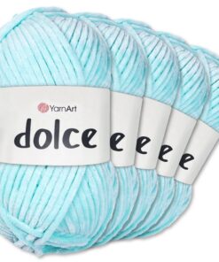 Frida's Wollhaus YarnArt 52 Farben Stricken Häkeln Babyblau 5 x 100 g Dolce Chenille Wolle Garn (749)