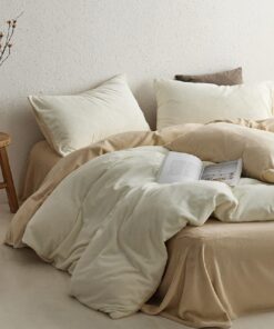 Lanqinglv Warme Winterbettwäsche aus Biber Flanell Weiß Beige,Eco-Freundlich für Schläfer in der Kälte,Flauschig und Kom