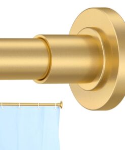 Goldene Duschvorhangstange, verstellbare Federspannung, Edelstahl-Teleskopstange, 78,9 bis 109,9 cm, 2,5 cm Durchmesser,