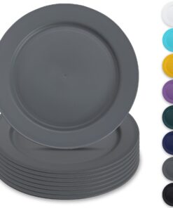 Berglander Kunststoff Salatteller Set mit 8 Stück 25cm, grau leicht zum Tragen für Zuhause und Picknick