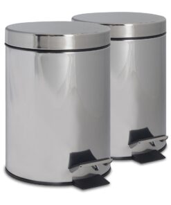 Harbour Housewares Runder Edelstahl Treteimer 3 Liter Chrom für Küche Badezimmer mit Deckel