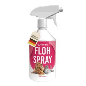 Petsly® Flohmittel - Katzen & Hunde - Nicht färbend - Flohspray für Wohnung und Möbel - Langzeitschutz - Citronella- & G