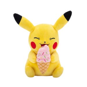 Pokémon PKW3668-20cm Plücher Pikachu mit Eiscreme für Kinder im Wohnzimmer als Geschenkidea