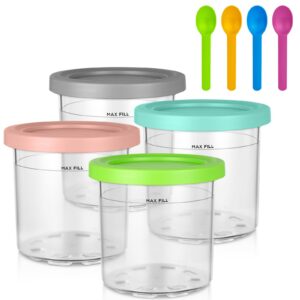Creami Behälter für Ninja Creami Eismaschine, 4er-Set NC301 Zubehör, Eisproxy für Speiseeis mit Löffel und Speiseeisfert