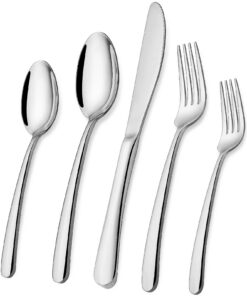 Wildone 40-teiliges Besteckset aus Edelstahl für 8 Personen, Poliert, Spülmaschinenfest, Rostbeständig, Modern, 1 Set, 4