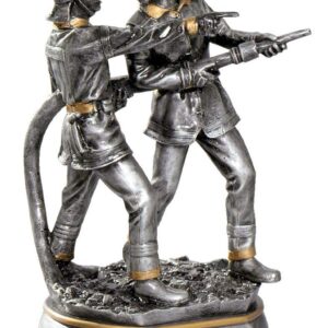 Eberin · Feuerwehr-Pokal, Silber mit Gold, für Feuerwehrmänner, ideal für Galaereignisse, personalisierbar mit Wunschtex