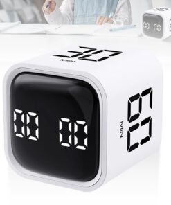 Digital Schwerkraftsensor Cube Timer Wiederaufladbarer Küchentimer für Kinder und Erwachsene im Haus und im Büro (Weiß)