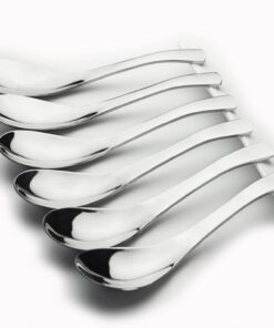 AOOSY Edelstahl Suppenlöffel, 15CM, Silber, Wüstenlook, Gläserner Polieren, 6 Stück für Abendessen und Reis-Kaffeeservic