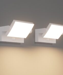 Klighten 2x 24W Außenwandleuchte mit Bewegungsmelder für Terrasse und Korridor, Weiß 6000K, Warmweiß 3000K