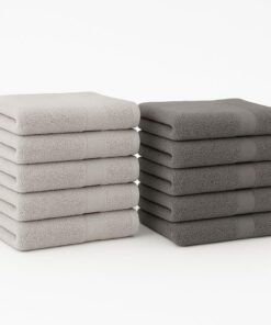 Betz Gästehandtücher 10er Set – Premium 100% Baumwolle, 30 x 50 cm, Silbergrau & Anthrazit