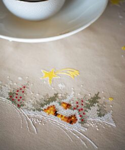 Vervaco Kreuzstich Stickpackungen Winterlandschaft Stern Erwachsene Tischdecke 80x80cm Vorgedrucktes Stickset