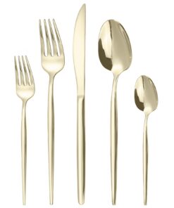 Targzier Champagner Gold Edelstahl Messerset für 12 Personen | Targzier Hochglanzpoliertes Edelstahl Tafelbesteck Set 6