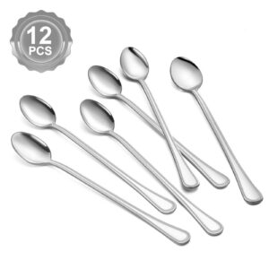 BEWOS Latte Macchiato Löffel Set für Coffee-Liebhaber, 12 Stück, Spülmaschinenfest, Spiegelpoliert, 20,7 cm Longdrinklöf