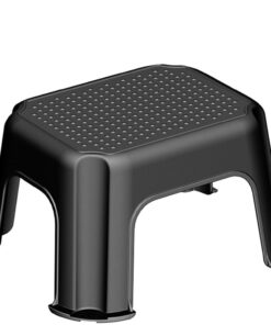 Rotho Basic Tritthocker bis 150 kg belastbar BPA-frei PP schwarz/silber (43 x 36 x 24 cm)