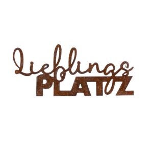 Schild Lieblingsplatz Metall Rost, Edelrost, für den Garten, Dekoschild