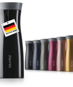 Blumtal Thermobecher 380 ml - Kaffeebecher to go aus Edelstahl - Thermo Kaffeebecher mit Quick-Press-Verschluss - auslau