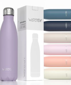 WATERSY Edelstahl Trinkflasche 500ml Lila BPA-frei Kalt&Warm Auslaufsicher Kinder Sport