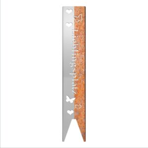 Teileplus24 GS04 Lieblingsplatz Rostgardenschild | Design: Lieblingsplatz | 3D Abkantung 120cm x 21cm