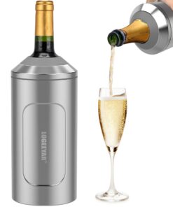 Doppelwandiger Edelstahl Champagnerkühler 750ml mit Deckel – Tragbar für Outdoor Weinliebhaber
