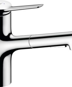 Hansgrohe Zesis M33 Küchenarmatur - Brause ausziehbar, 2 Strahlarten, 150° schwenkbar, Chrom, 150 mm Auslaufhöhe, Wasser