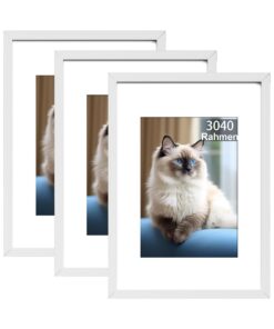 RUN HELIX 3 Pack Bilderrahmen Weiß, aufhängbar, für Wohnzimmer, Schlafzimmer, Arbeitszimmer