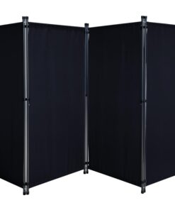 Paravent Schwarz + Stoff Raumteiler 165 x 220 cm faltbar für Balkone