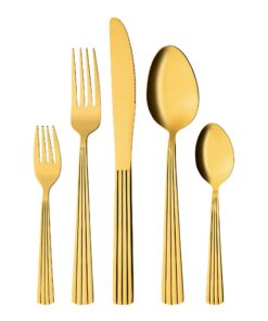 GRÄWE Besteckset für 4 Personen, edelstahl, goldenes Essbesteck, Spülmaschinengeeignet, Serie Athen - 20-teilig, Dekorat