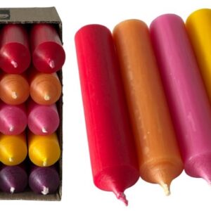 Kerzenfarm Hahn Kurze Stabkerzen Bunt - Premium Qualität Made in Germany - 25 Stück Kerzenset - Pastellfarben 22mm Durch