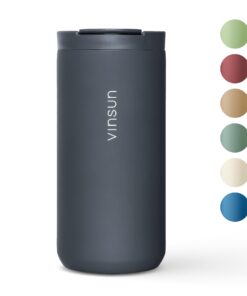 Vinsun Thermobecher Kaffee to go - Edelstahl, doppelwandig isoliert, anthrazit - Heiß & Kaltgetränke für Reisen