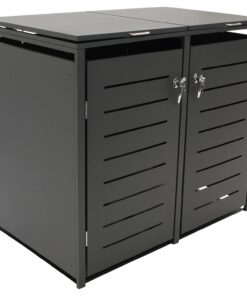 DEGAMO 2-er Mülltonnenbox Anthrazitfarbe 120 und 240 Liter für KÖLN Stahl verzinkt