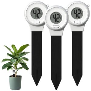 Royal Gardineer Digitale Bodenfeuchtigkeitsmessgeräte 3er-Set für Pflanzen, LCD-Anzeige
