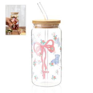 APOMOONS Glas Trinkbecher Für Eiskaffee Und Cocktail Aesthetic Becher 400-500ML | APOMOONS Borosilikatglas Trinkbecher