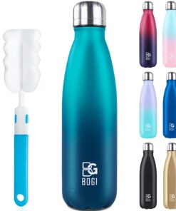 BOGI Edelstahl Trinkflasche Doppelwandige Thermosflasche BDunkelblau Trinkflasche für Kinder und Erwachsene Hält Heiß un